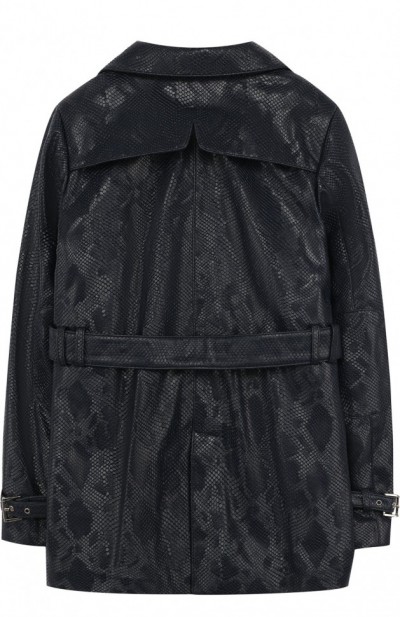 Двубортный плащ с фактурной отделкой и поясом