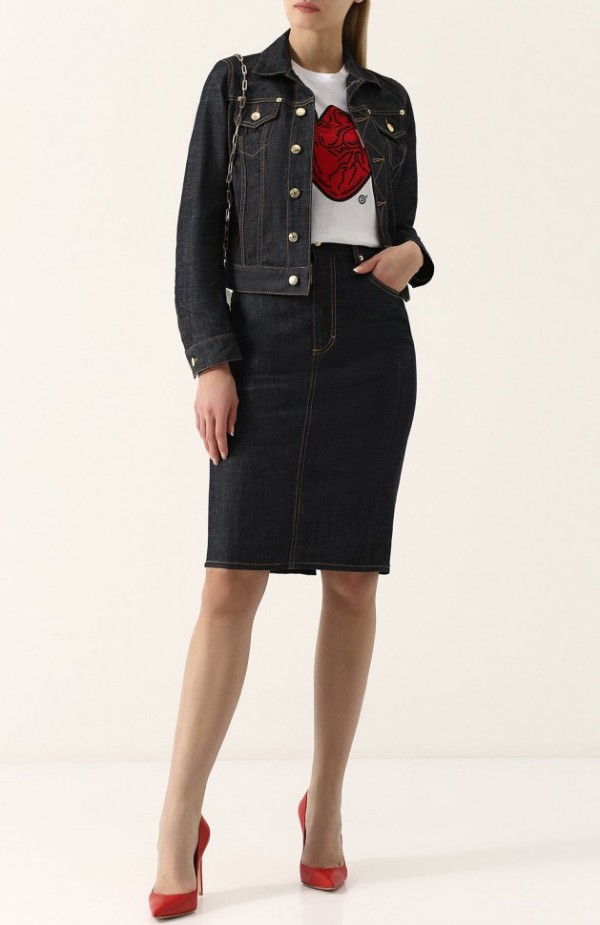 Джинсовая куртка с контрастной прострочкой