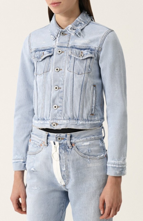 Джинсовая куртка с потертостями