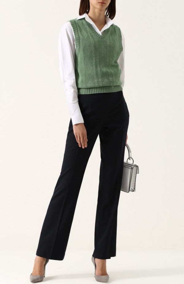 Жилет из смеси льна и кашемира с V-образным вырезом